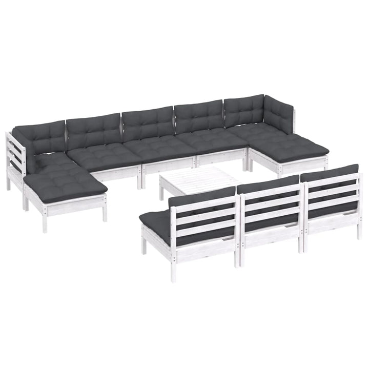 Set De Șezlonguri De Grădină Cu Perne 11 Piese Lemn De Pin