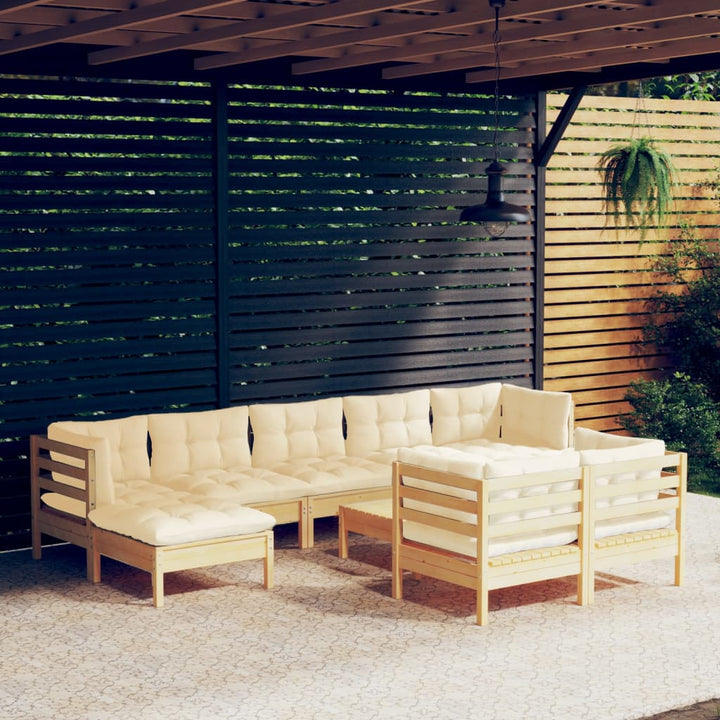 Set Mobilier Grădină Cu Perne, 10 Piese, , Lemn Masiv Pin