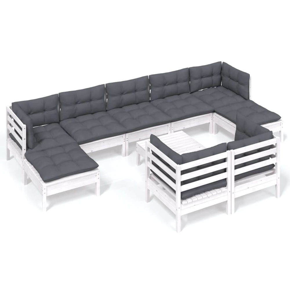 Set Mobilier Grădină Cu Perne, 10 Piese, , Lemn Masiv Pin