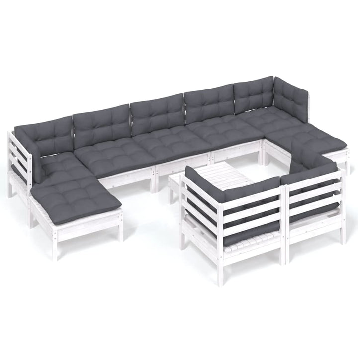 Set Mobilier Grădină Cu Perne, 10 Piese, , Lemn Masiv Pin
