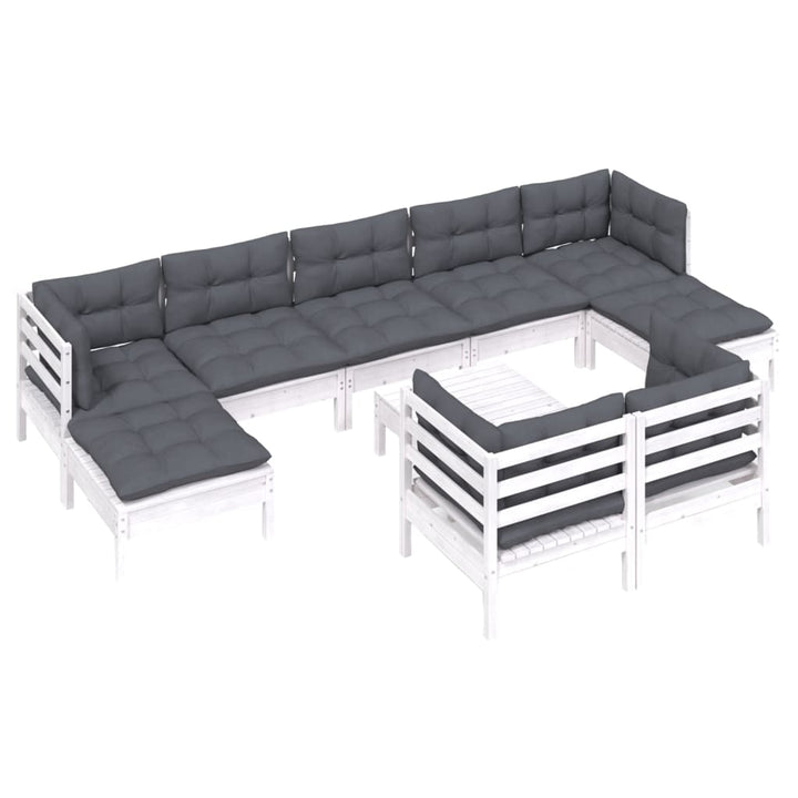 Set Mobilier Grădină Cu Perne, 10 Piese, , Lemn Masiv Pin