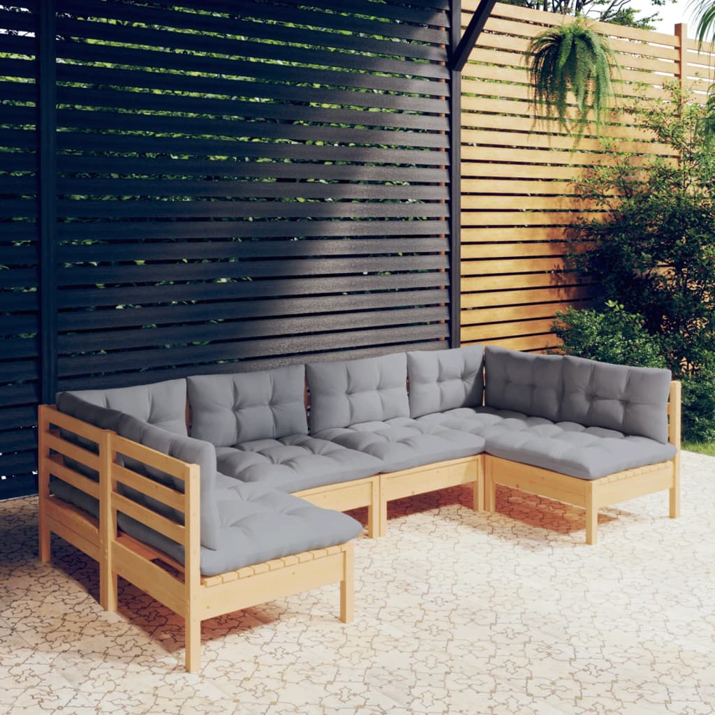 Set Mobilier Grădină Cu Perne, 6 Piese, , Lemn Masiv Pin