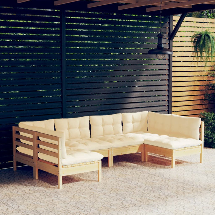 Set Mobilier Grădină Cu Perne, 6 Piese, , Lemn Masiv Pin