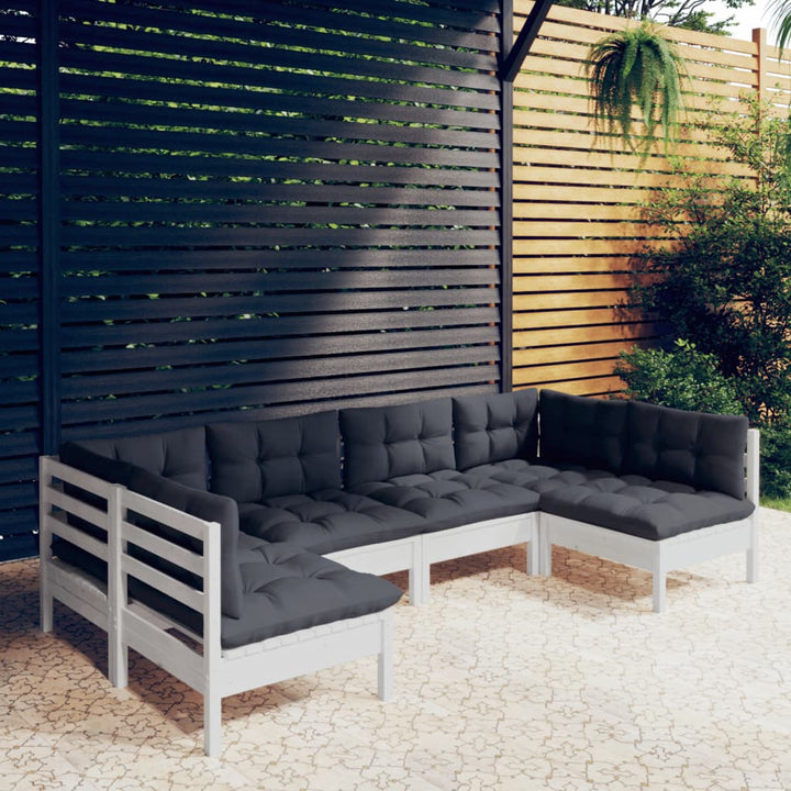 Set Mobilier Grădină Cu Perne, 6 Piese, , Lemn Masiv Pin
