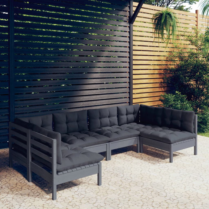 Set Mobilier Grădină Cu Perne, 6 Piese, , Lemn Masiv Pin