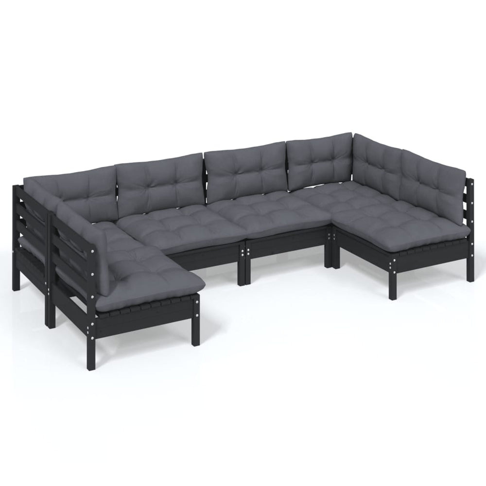 Set Mobilier Grădină Cu Perne, 6 Piese, , Lemn Masiv Pin