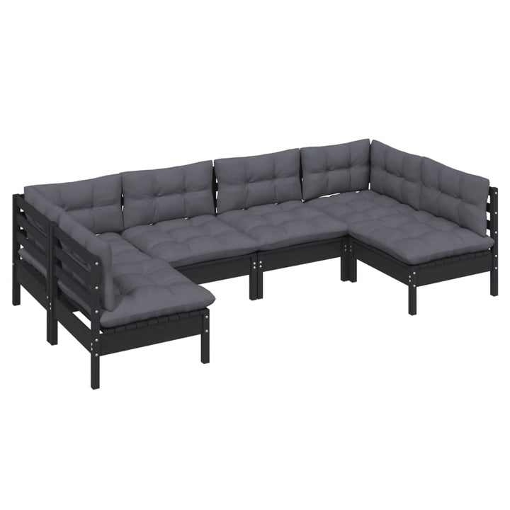 Set Mobilier Grădină Cu Perne, 6 Piese, , Lemn Masiv Pin
