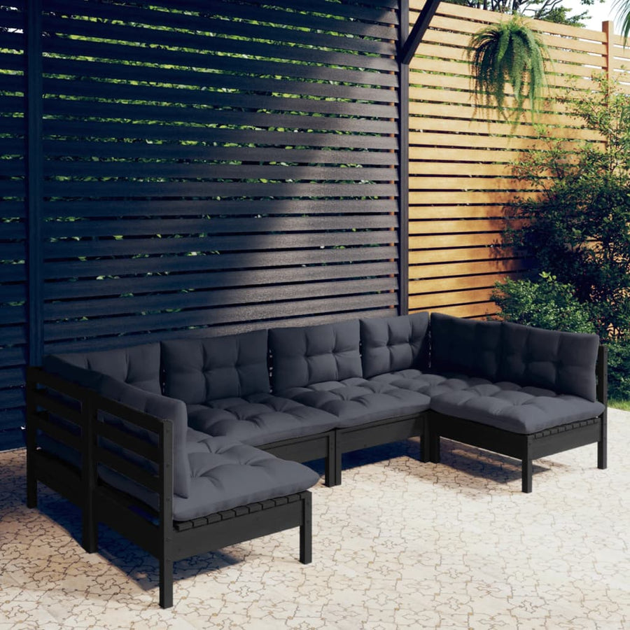 Set Mobilier Grădină Cu Perne, 6 Piese, , Lemn Masiv Pin
