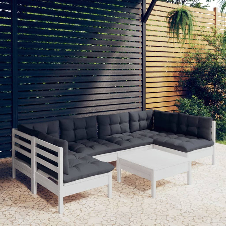 Set Mobilier Grădină Cu Perne, 7 Piese, , Lemn Masiv Pin