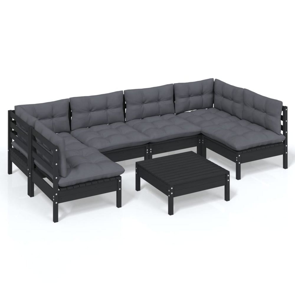 Set Mobilier Grădină Cu Perne, 7 Piese, , Lemn Masiv Pin