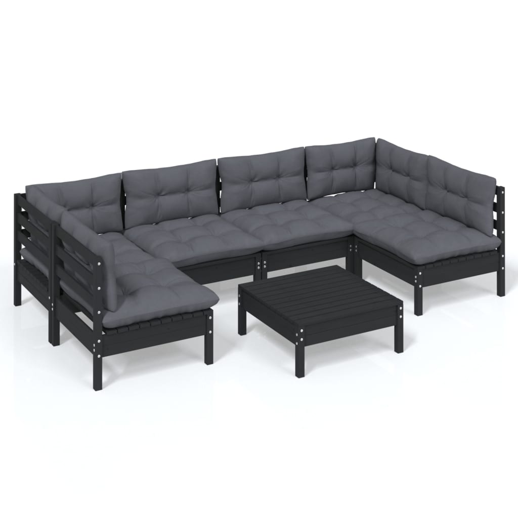 Set Mobilier Grădină Cu Perne, 7 Piese, , Lemn Masiv Pin