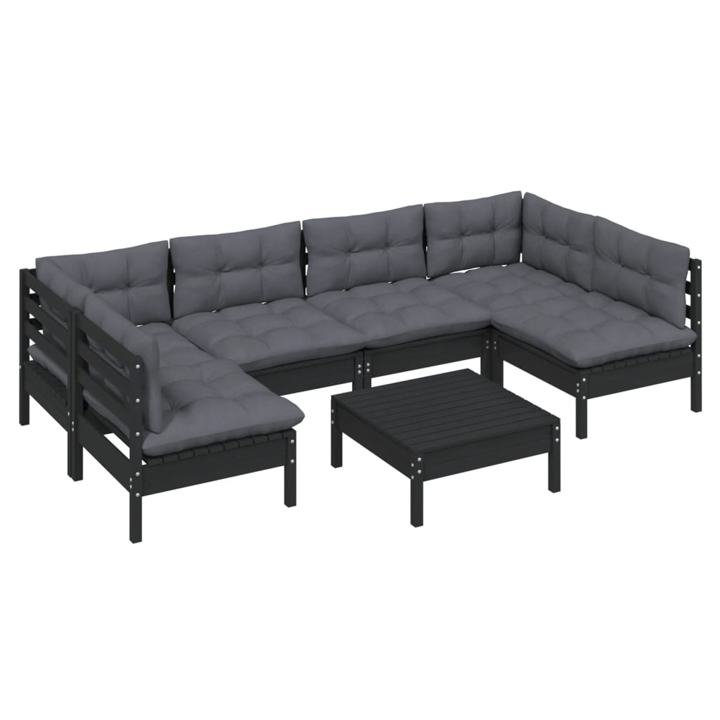 Set Mobilier Grădină Cu Perne, 7 Piese, , Lemn Masiv Pin