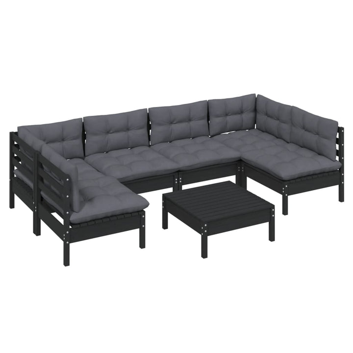 Set Mobilier Grădină Cu Perne, 7 Piese, , Lemn Masiv Pin