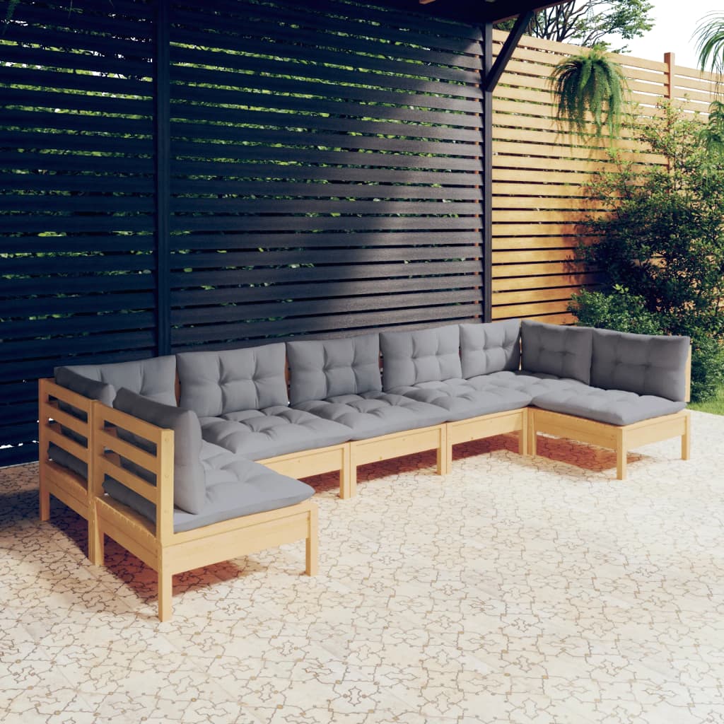 Set Mobilier Grădină Cu Perne Crem, 7 Piese, Lemn Masiv Pin