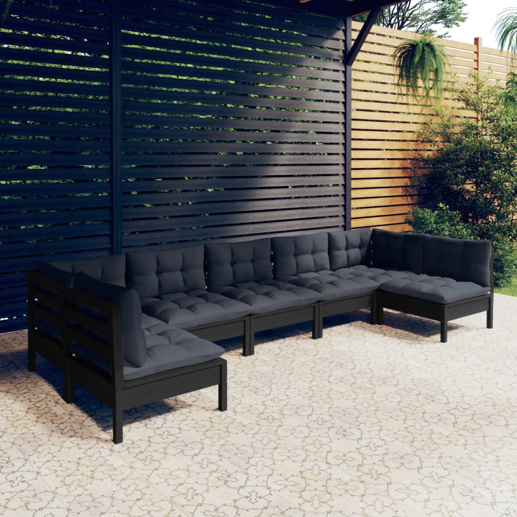 Set Mobilier Grădină Cu Perne Crem, 7 Piese, Lemn Masiv Pin