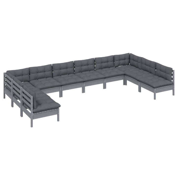 Set Mobilier De Grădină Cu Perne 10 Piese Lemn Masiv De Pin