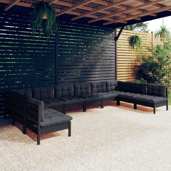 Set Mobilier De Grădină Cu Perne 10 Piese Lemn Masiv De Pin