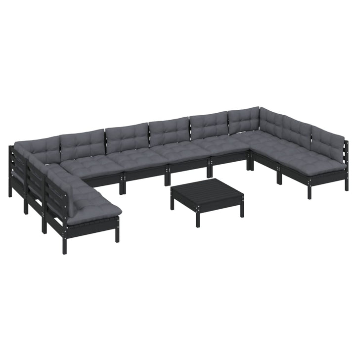 Set Mobilier Grădină Cu Perne, 11 Piese, , Lemn Masiv Pin