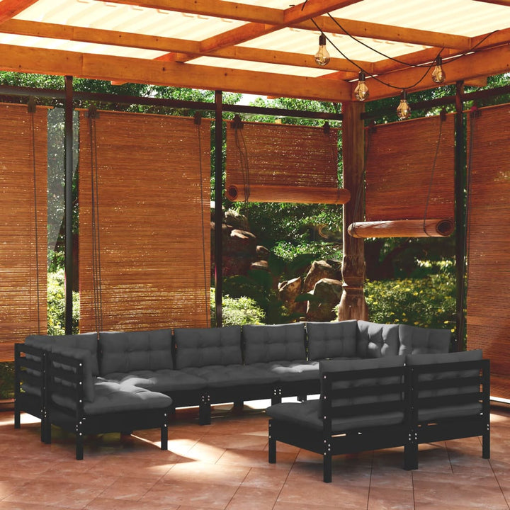 Set Mobilier Grădină Cu Perne Crem, 9 Piese, Lemn Masiv De Pin