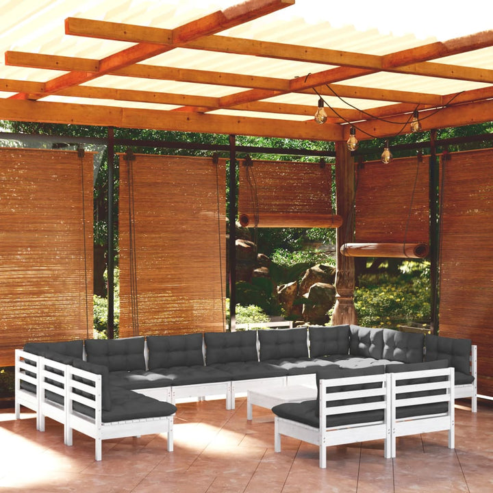 Set Mobilier Grădină Cu Perne, 13 Piese, , Lemn Masiv Pin