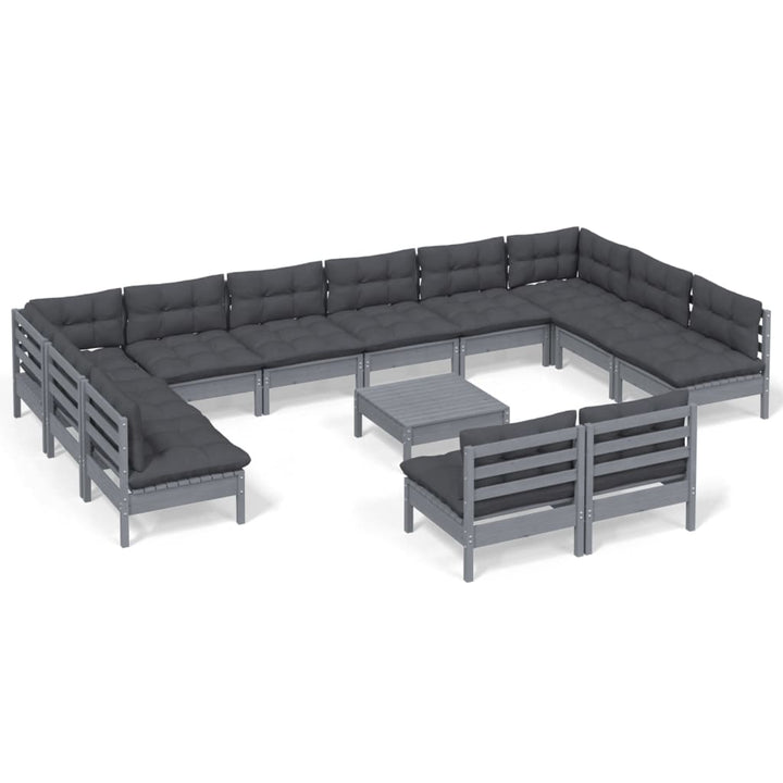 Set Mobilier Grădină Cu Perne, 13 Piese, , Lemn Masiv Pin