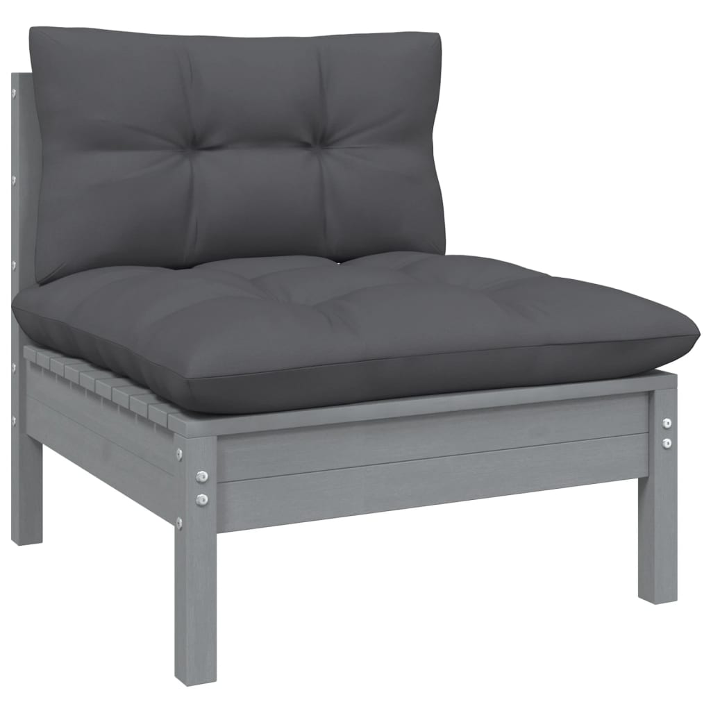 Set Mobilier Grădină Cu Perne, 13 Piese, , Lemn Masiv Pin