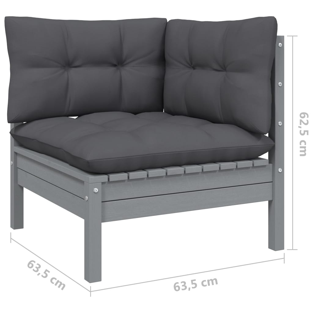 Set Mobilier Grădină Cu Perne, 13 Piese, , Lemn Masiv Pin