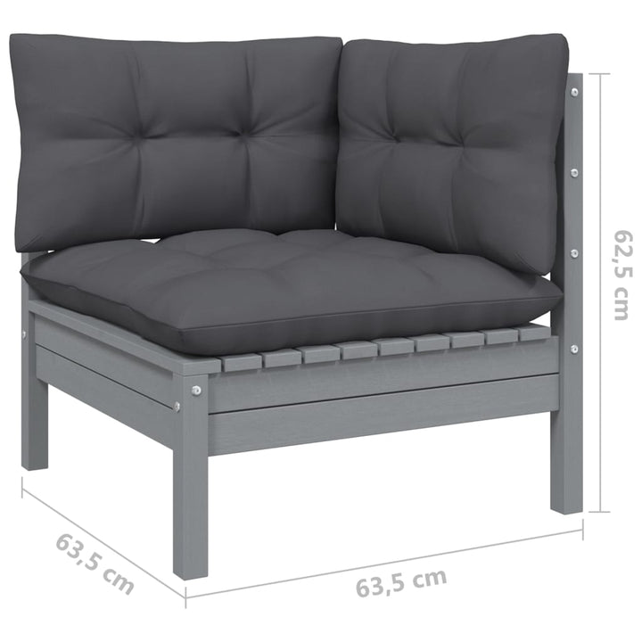 Set Mobilier Grădină Cu Perne, 13 Piese, , Lemn Masiv Pin