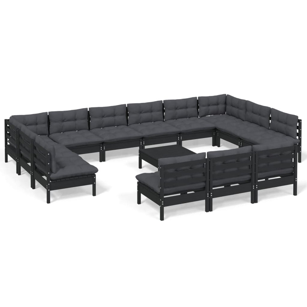 Set Mobilier Grădină Cu Perne, 14 Piese, , Lemn Masiv Pin