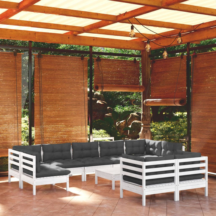 Set Mobilier Grădină Cu Perne Crem, 10 Piese, Lemn Masiv De Pin