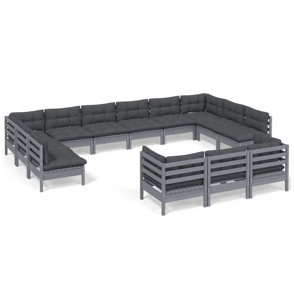 Set Mobilier De Grădină Cu Perne, 13 Piese, , Lemn Masiv Pin