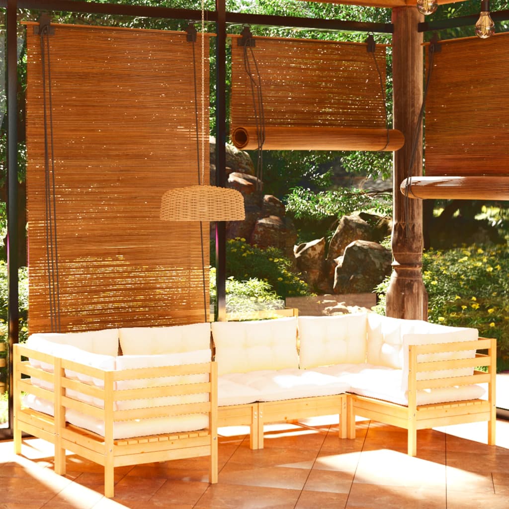 Set Mobilier De Grădină Cu Perne, 6 Piese, , Lemn De Pin
