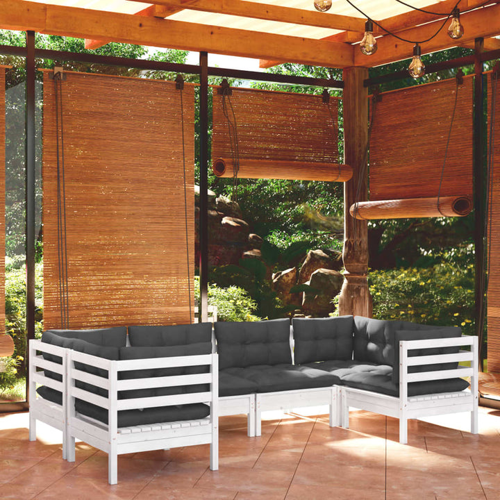 Set Mobilier De Grădină Cu Perne, 6 Piese, , Lemn De Pin