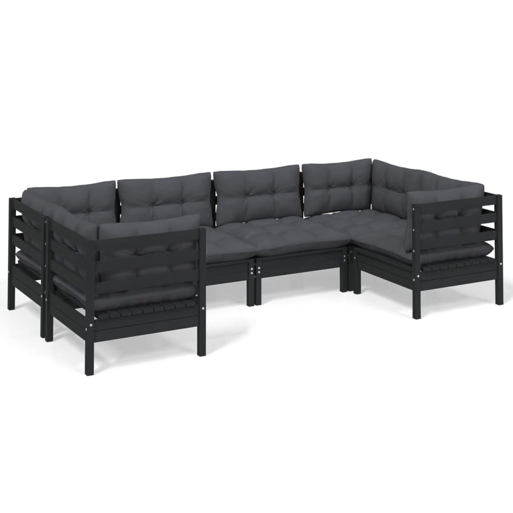 Set Mobilier De Grădină Cu Perne, 6 Piese, , Lemn De Pin