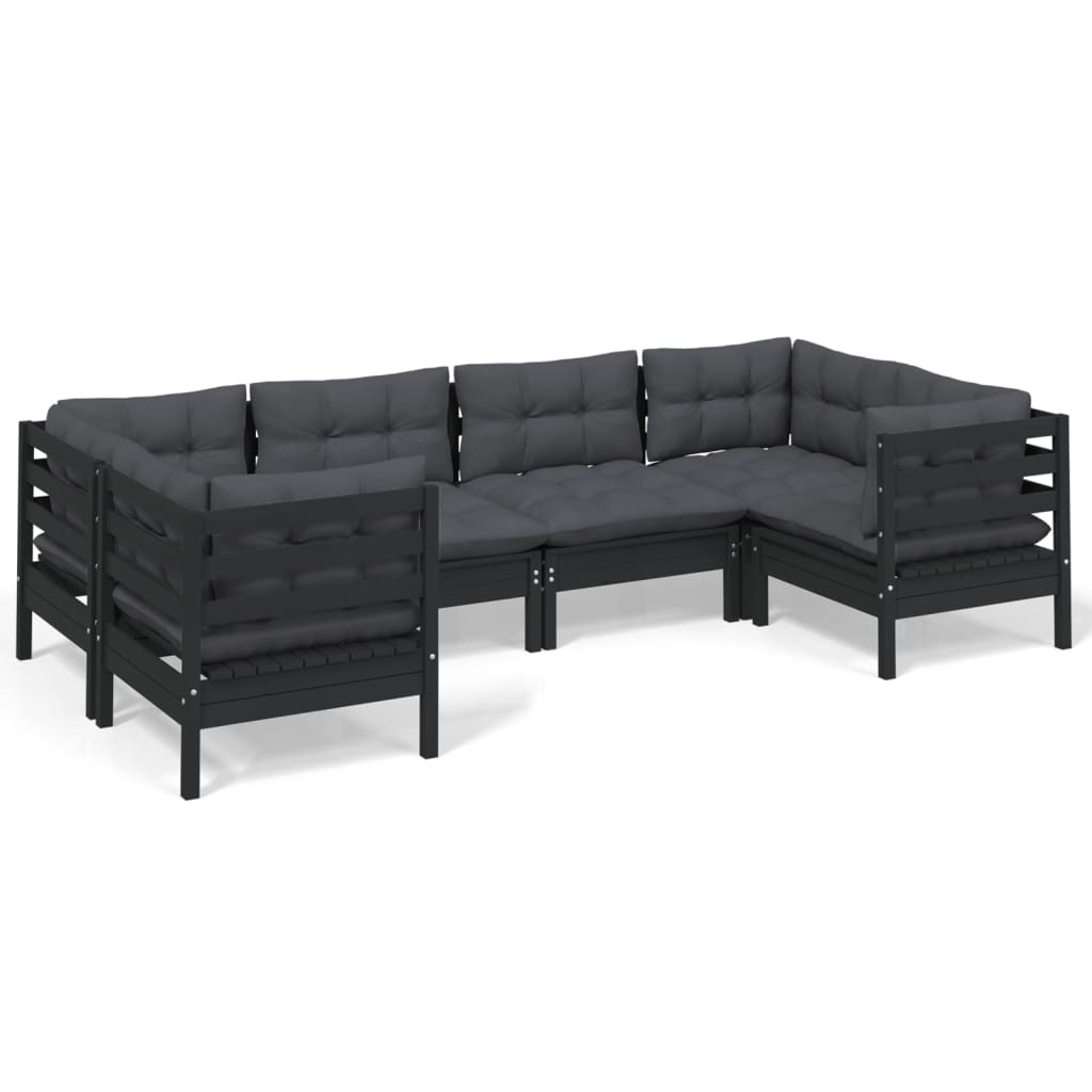 Set Mobilier De Grădină Cu Perne, 6 Piese, , Lemn De Pin