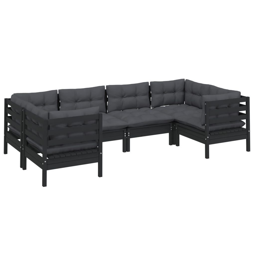 Set Mobilier De Grădină Cu Perne, 6 Piese, , Lemn De Pin