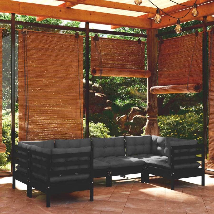 Set Mobilier De Grădină Cu Perne, 6 Piese, , Lemn De Pin