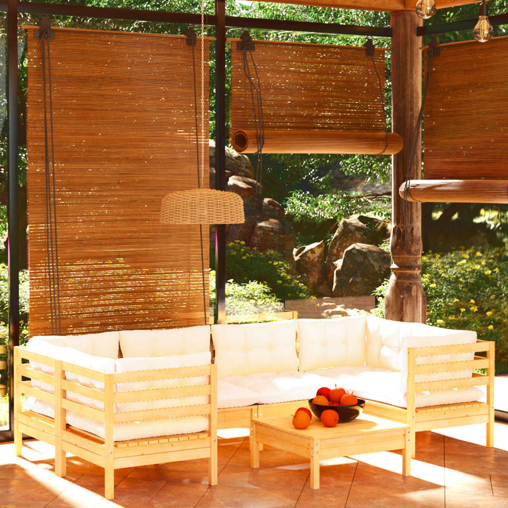 Set Mobilier Grădină Cu Perne, 7 Piese, , Lemn De Pin