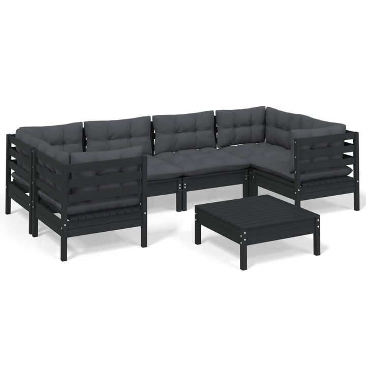 Set Mobilier Grădină Cu Perne, 7 Piese, , Lemn De Pin