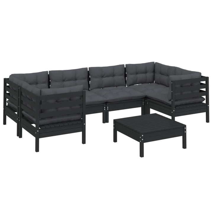 Set Mobilier Grădină Cu Perne, 7 Piese, , Lemn De Pin