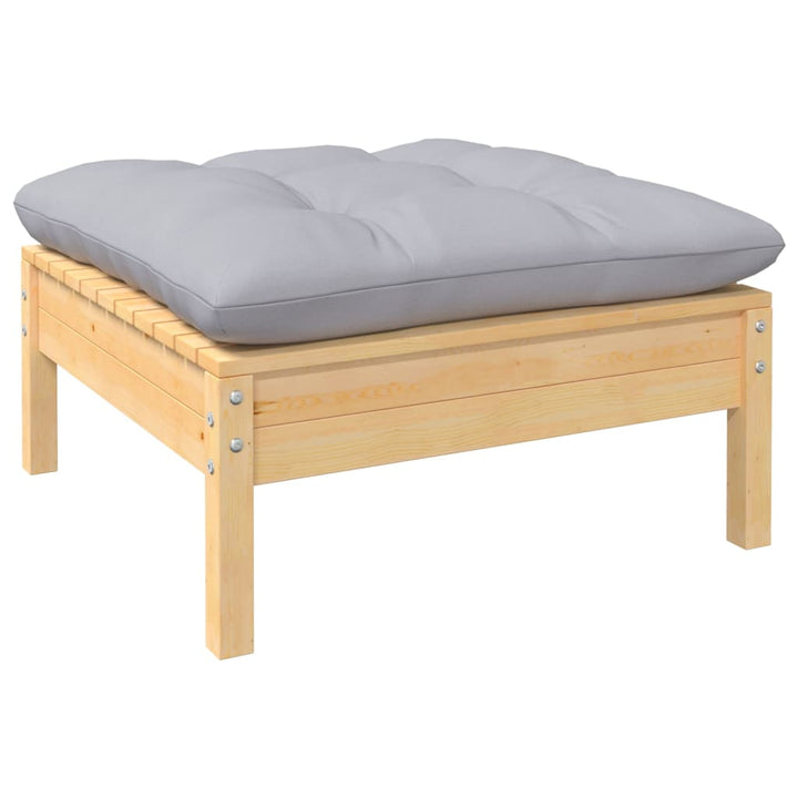 Set Mobilier De Grădină Cu Perne, 8 Piese, Gri, Lemn De Pin