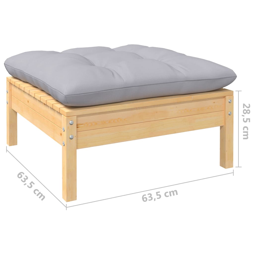 Set Mobilier De Grădină Cu Perne, 8 Piese, Gri, Lemn De Pin