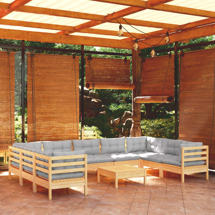 Set Mobilier Grădină Cu Perne, 10 Piese, , Lemn De Pin