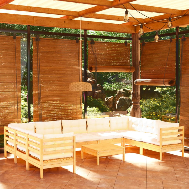 Set Mobilier Grădină Cu Perne, 10 Piese, , Lemn De Pin