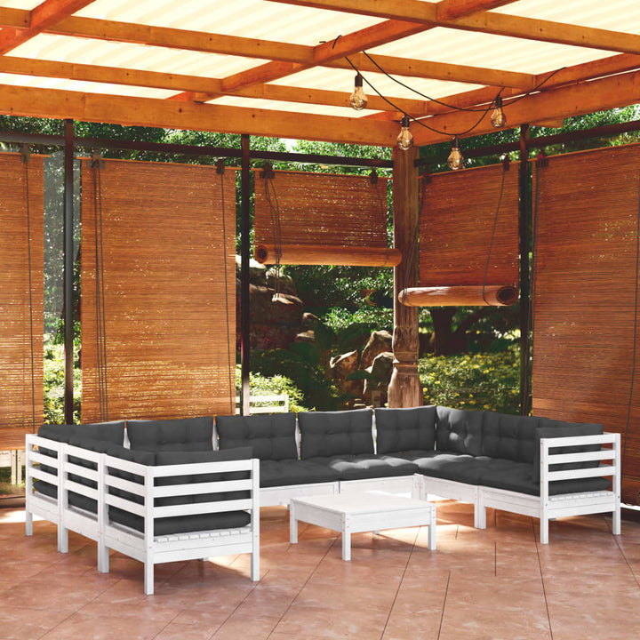 Set Mobilier Grădină Cu Perne, 10 Piese, , Lemn De Pin
