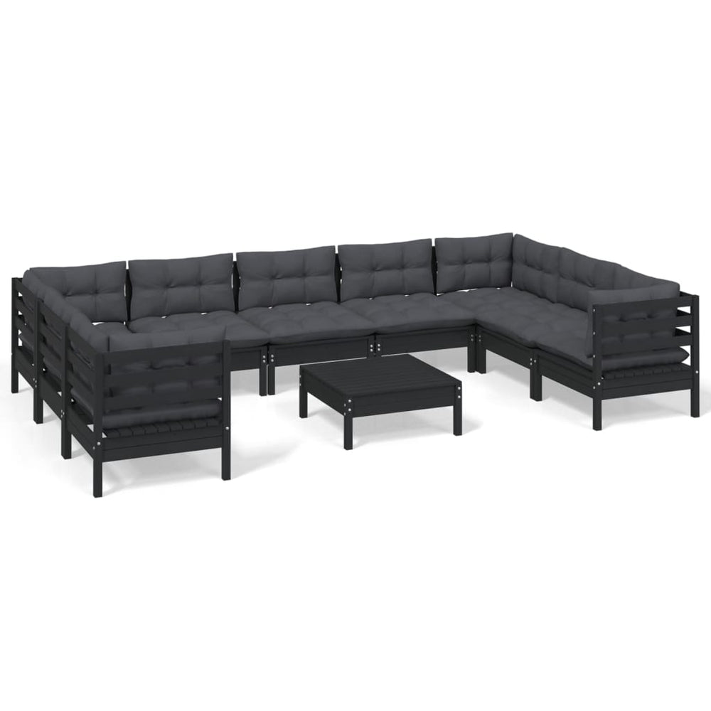 Set Mobilier Grădină Cu Perne, 10 Piese, , Lemn De Pin