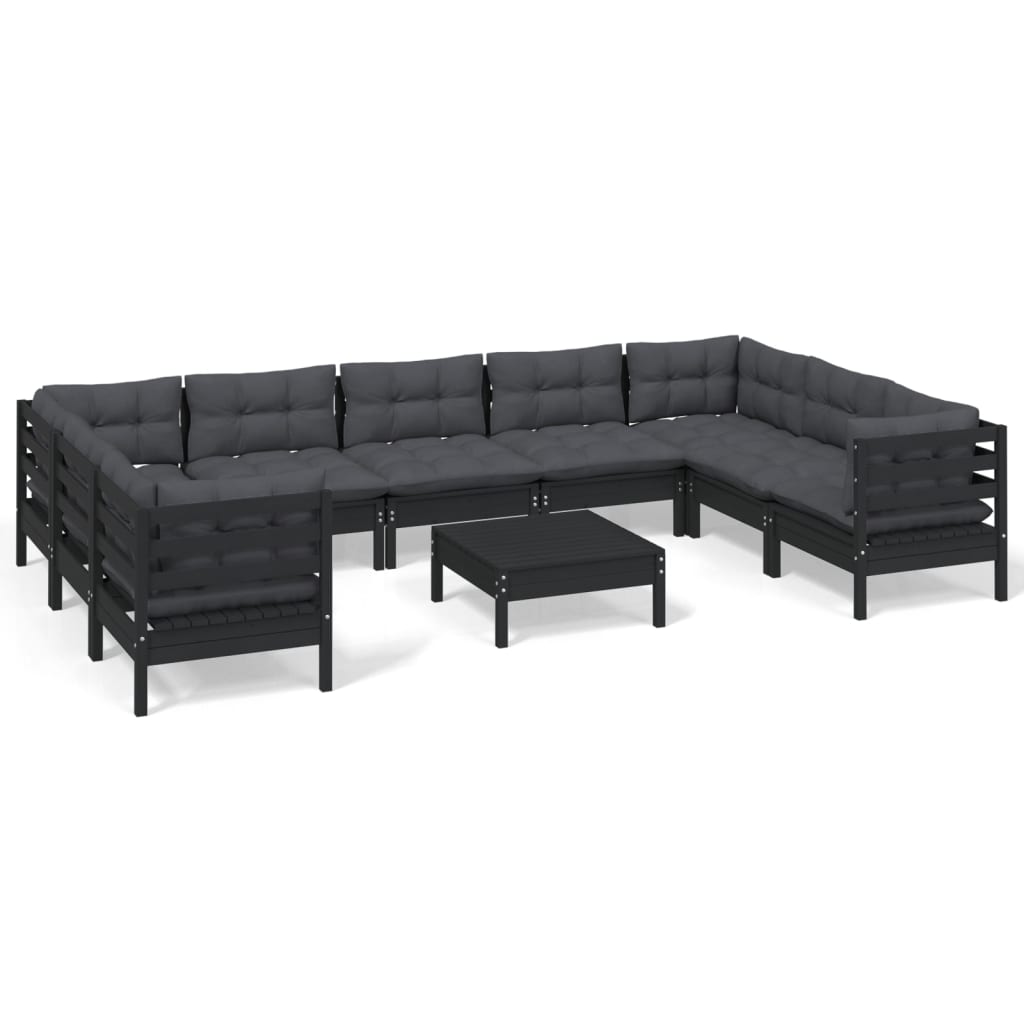 Set Mobilier Grădină Cu Perne, 10 Piese, , Lemn De Pin