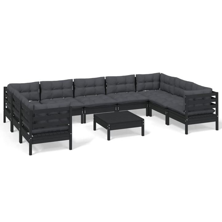 Set Mobilier Grădină Cu Perne, 10 Piese, , Lemn De Pin