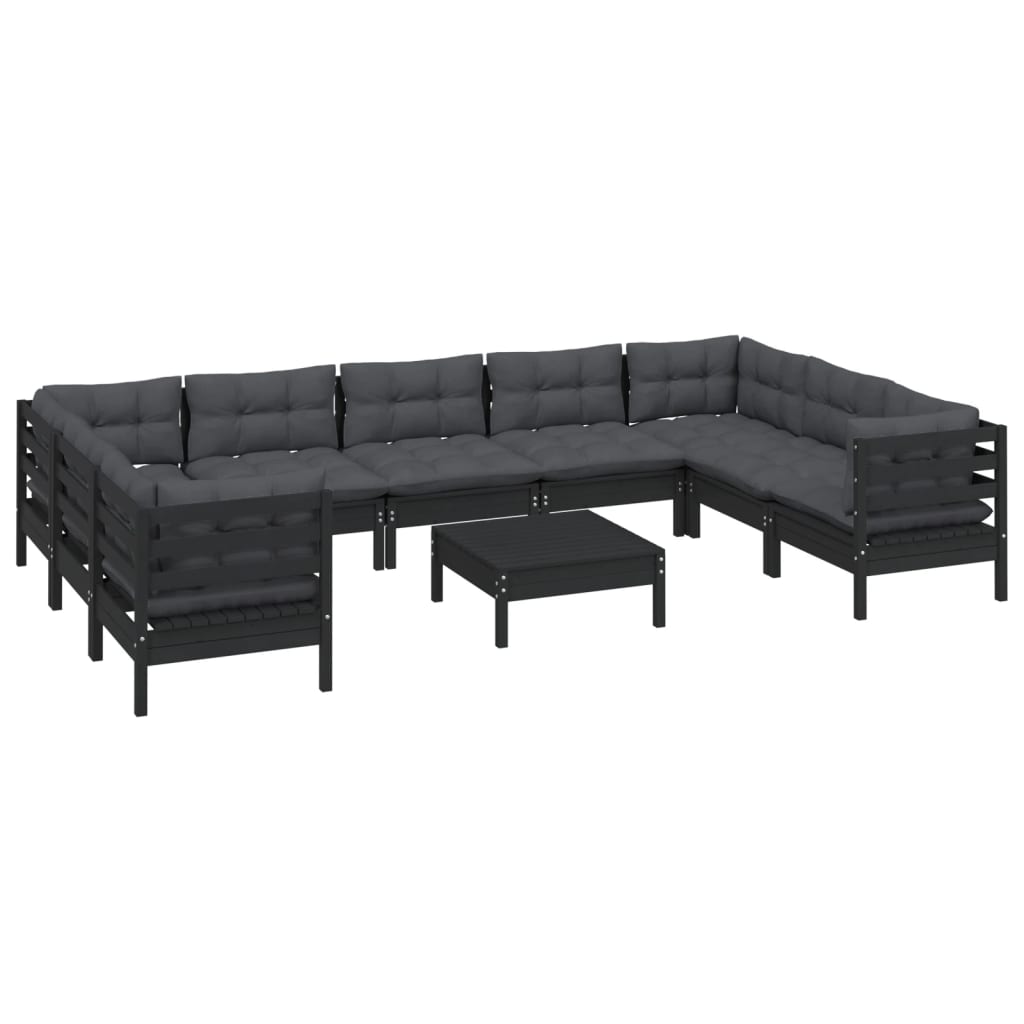 Set Mobilier Grădină Cu Perne, 10 Piese, , Lemn De Pin