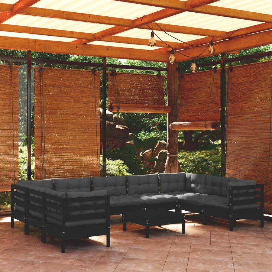 Set Mobilier Grădină Cu Perne, 10 Piese, , Lemn De Pin